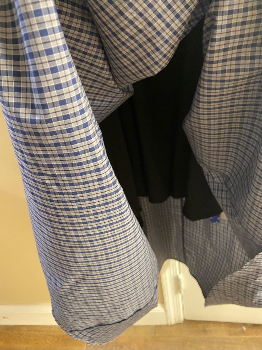 Cider Navy Checked Puff-Sleeve Midi Dress Large NWT - Picture 8 of 10